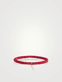 Beaded Bracelet With 14K Gold Love Script Charm