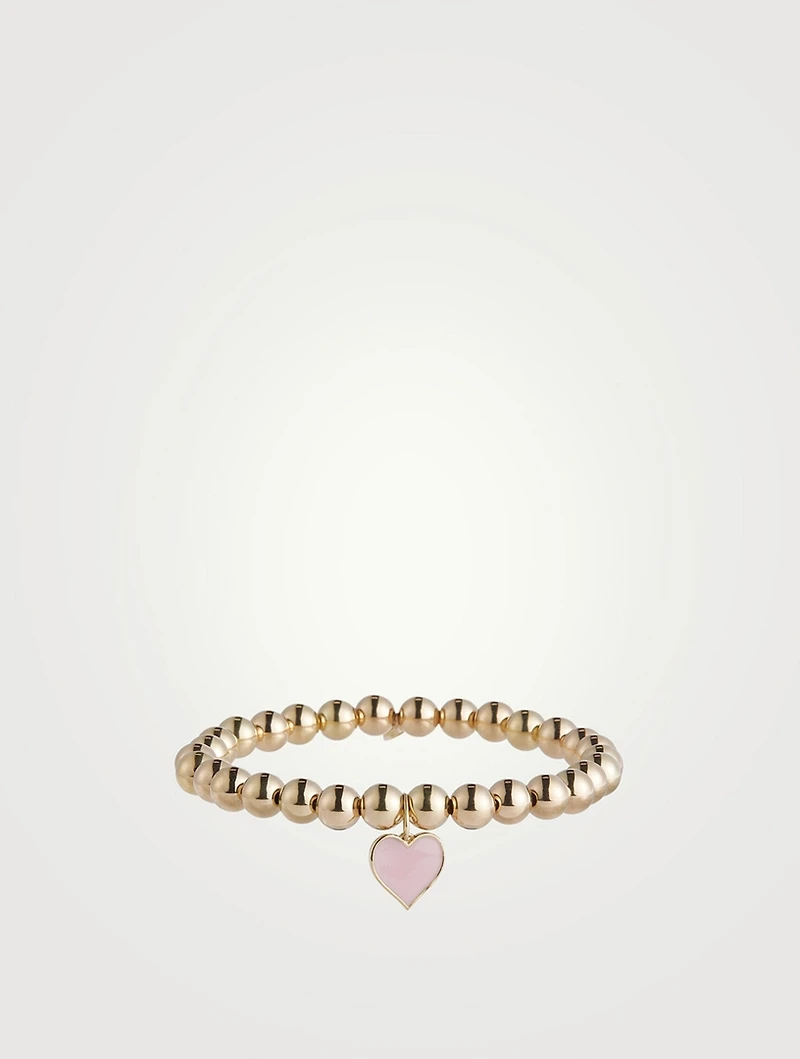 Beaded Bracelet With 14K Gold Heart Charm
