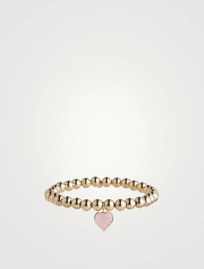 Beaded Bracelet With 14K Gold Heart Charm