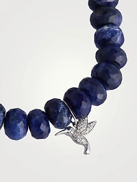 Beaded Bracelet With 14K White Gold Hummingbird Charm