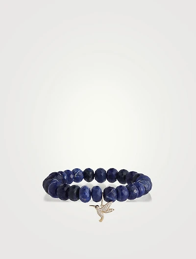 Beaded Bracelet With 14K Gold Hummingbird Charm