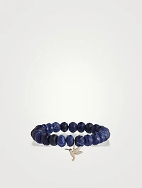 Beaded Bracelet With 14K Gold Hummingbird Charm