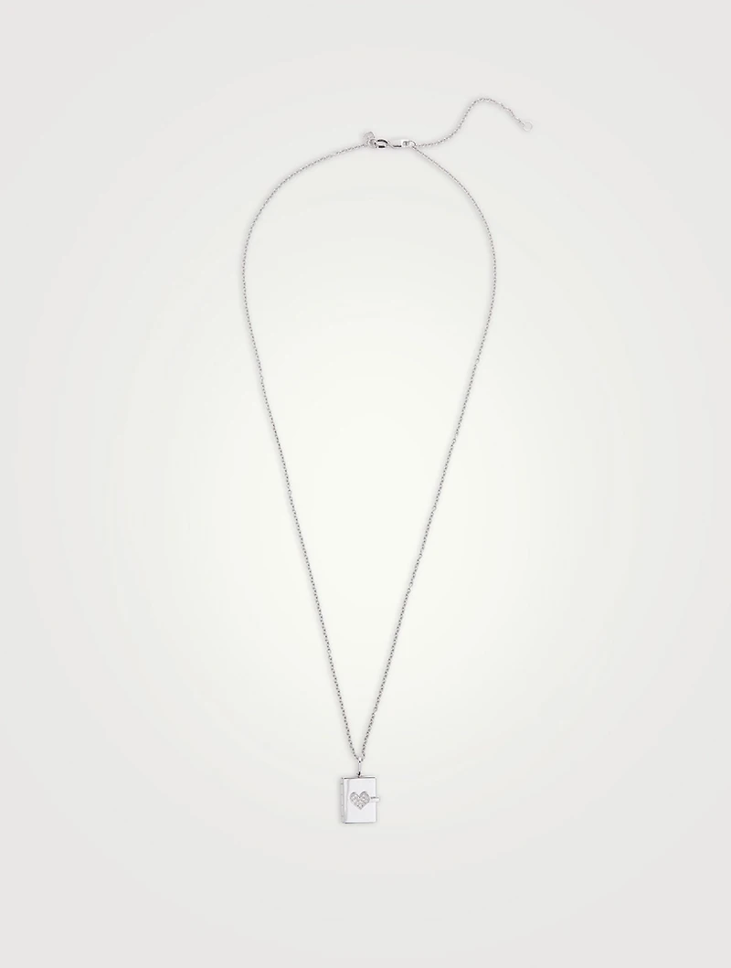 14K Gold Heart Locket Necklace With Pavé Diamonds