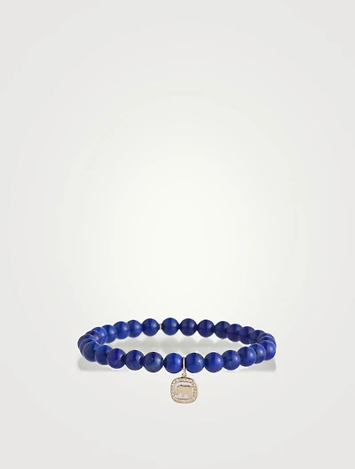 Beaded Bracelet With 14K Gold Elephant Charm