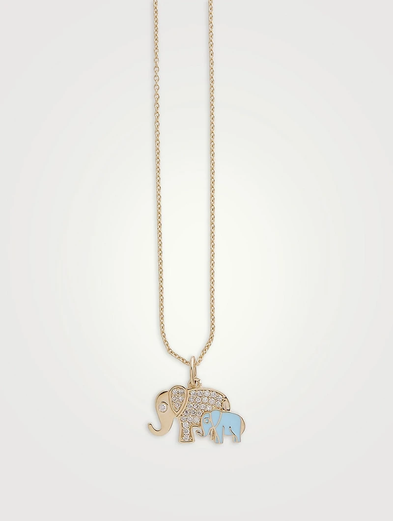 14K Gold Elephant Pendant Necklace