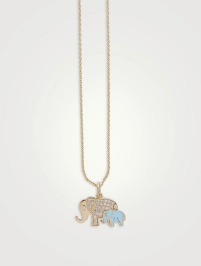 14K Gold Elephant Pendant Necklace