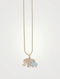 14K Gold Elephant Pendant Necklace