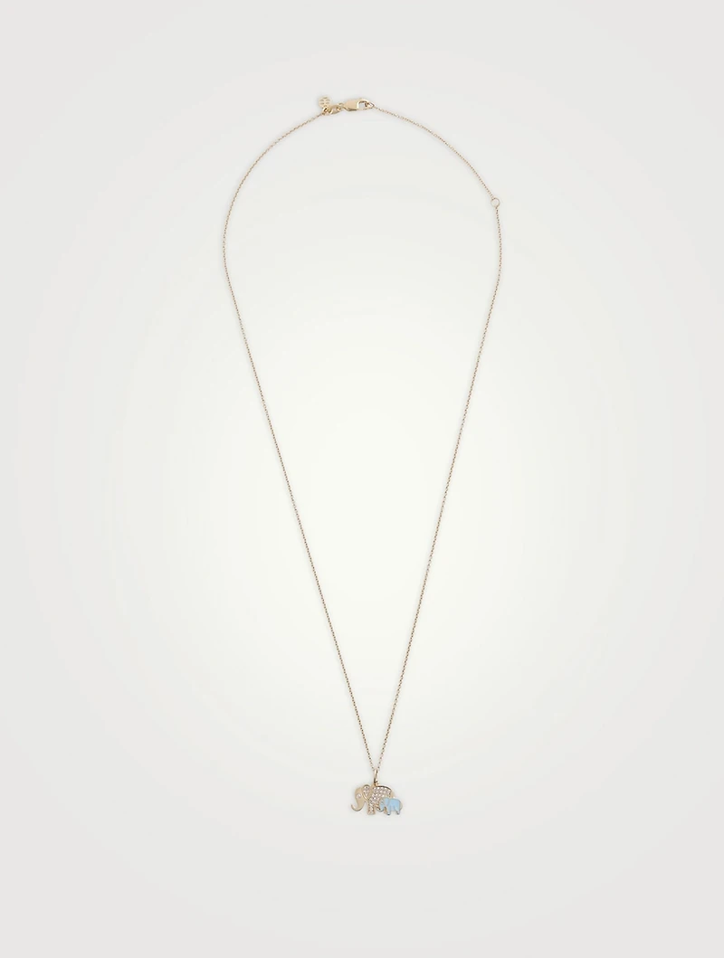 14K Gold Elephant Pendant Necklace