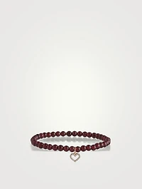 Beaded Bracelet With 14K Gold Open Heart Charm