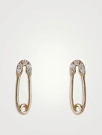 14K Gold Safety Pin Stud Earrings