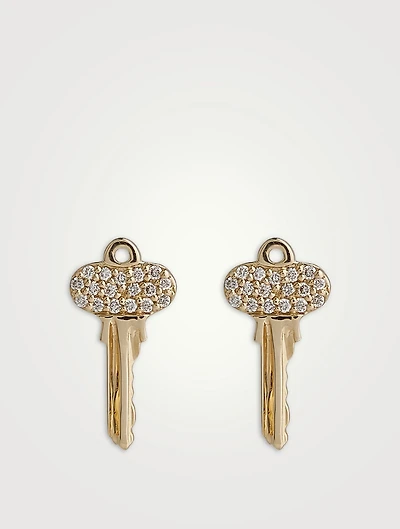 Mini 14K Gold Key Stud Earrings