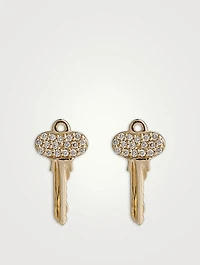 Mini 14K Gold Key Stud Earrings
