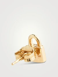 Small 14K Gold Pavé Lock Stud Earrings