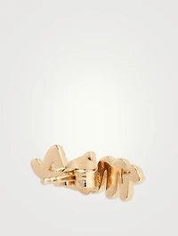 14K Gold Mrs Script Stud Earrings With Diamonds
