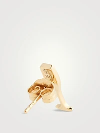 14K Gold Champagne Glass Stud Earrings With Diamonds