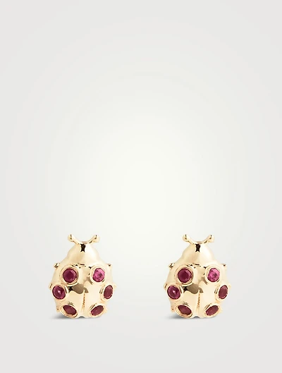 Tiny 14K Gold Ladybug Stud Earrings