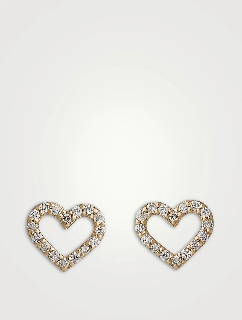 14K Gold Open Heart Earrings