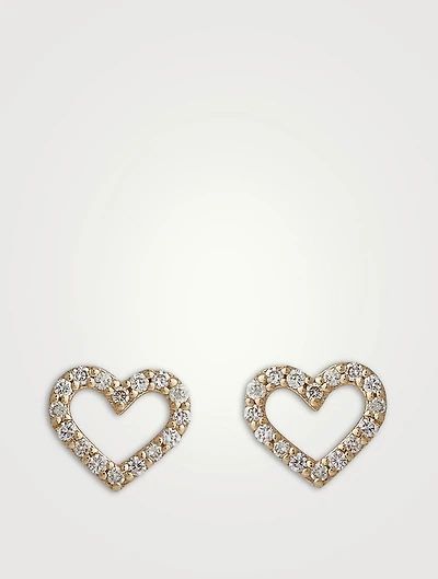 14K Gold Open Heart Earrings