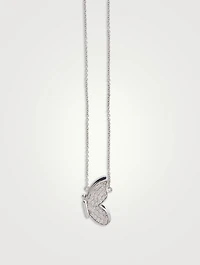 14K White Gold Pavé Butterfly Necklace