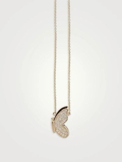 14K Gold Pavé Butterfly Necklace