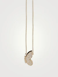 14K Gold Pavé Butterfly Necklace