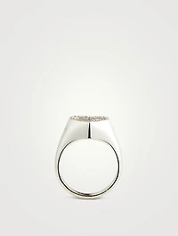14K Gold Heart Eye Signet Ring With Diamonds