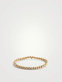 14K Gold Beaded Bracelet With Diamond Bead