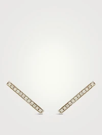 14K Gold Bar Stud Earrings With Diamonds
