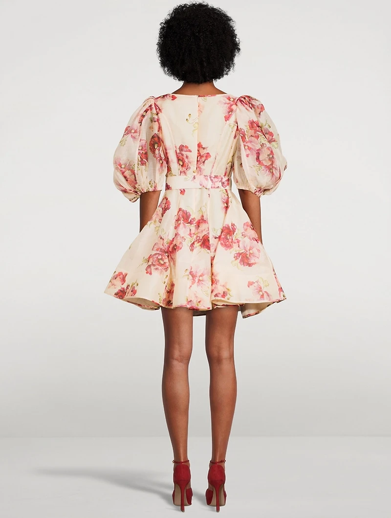 High Tide Puff-Sleeve Mini Dress Floral Print