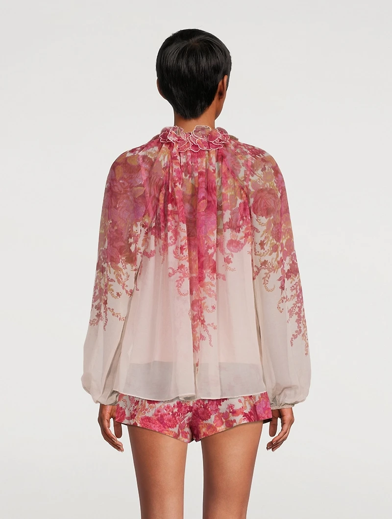 High Tide Puff-Sleeve Blouse Floral Print