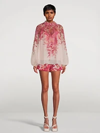 High Tide Puff-Sleeve Blouse Floral Print