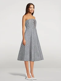 High Tide Strapless Midi Dress In Chevron Print