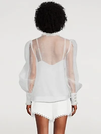 High Tide Pearl-Embellished Sheer Shirt