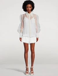 High Tide Pearl-Embellished Sheer Shirt