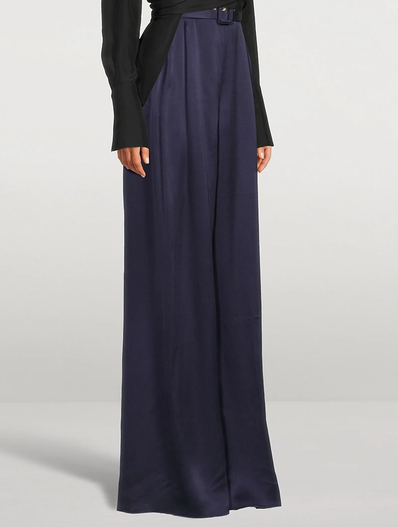 Silk Wide-Leg Trousers