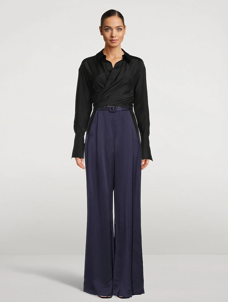 Silk Wide-Leg Trousers