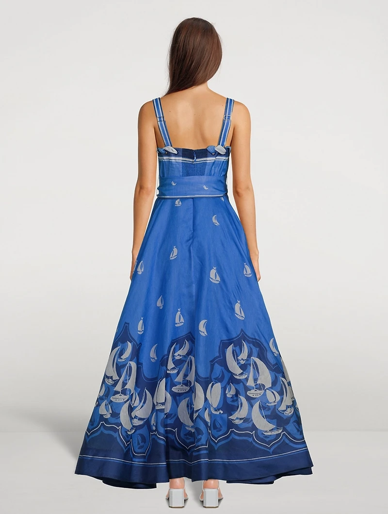 High Tide Eyelet Maxi Dress Sailboat Print