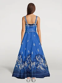 High Tide Eyelet Maxi Dress Sailboat Print