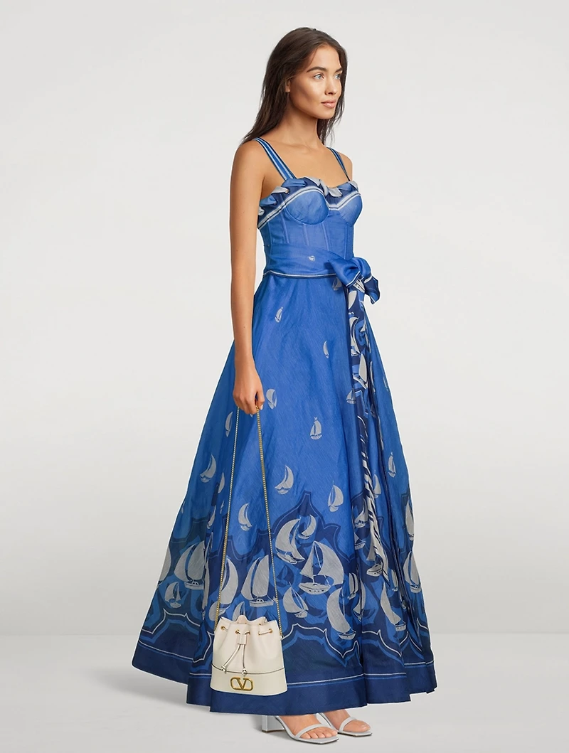 High Tide Eyelet Maxi Dress Sailboat Print