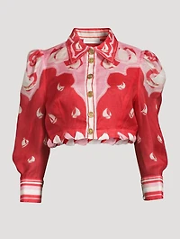 High Tide Cropped Shirt Sailboat Print