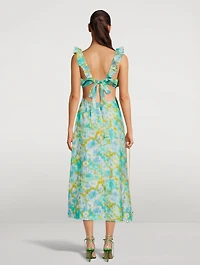 High Tide Frilled Midi Dress Floral Print