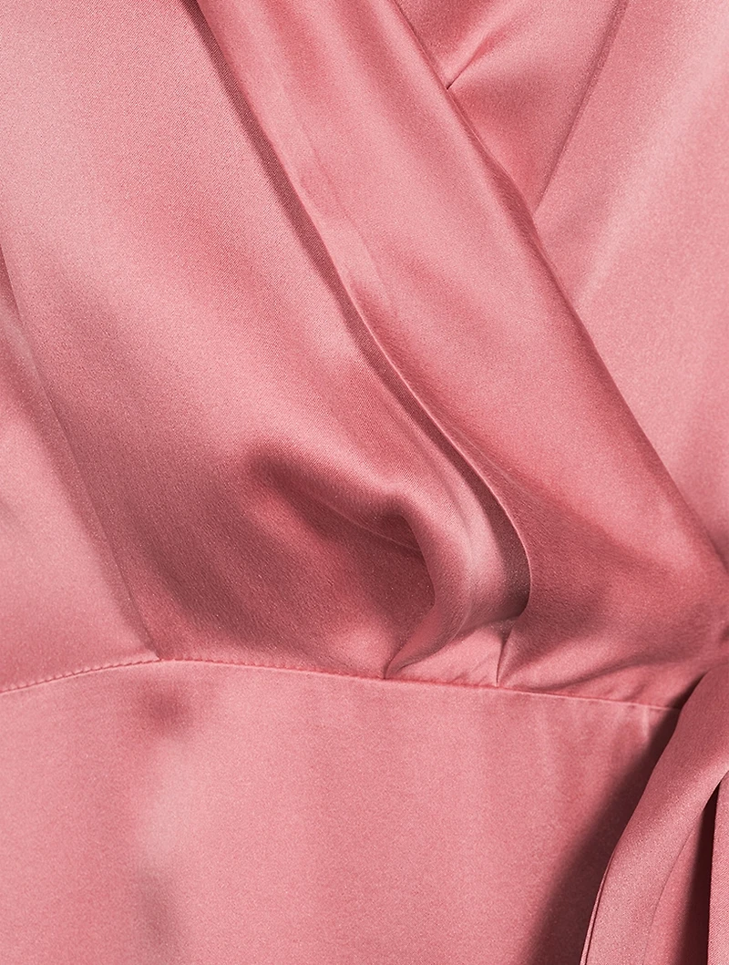 Silk Wrap Midi Dress