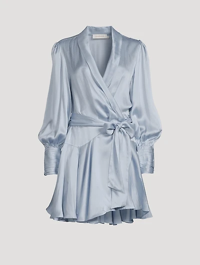Silk Wrap Mini Dress