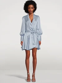 Silk Wrap Mini Dress