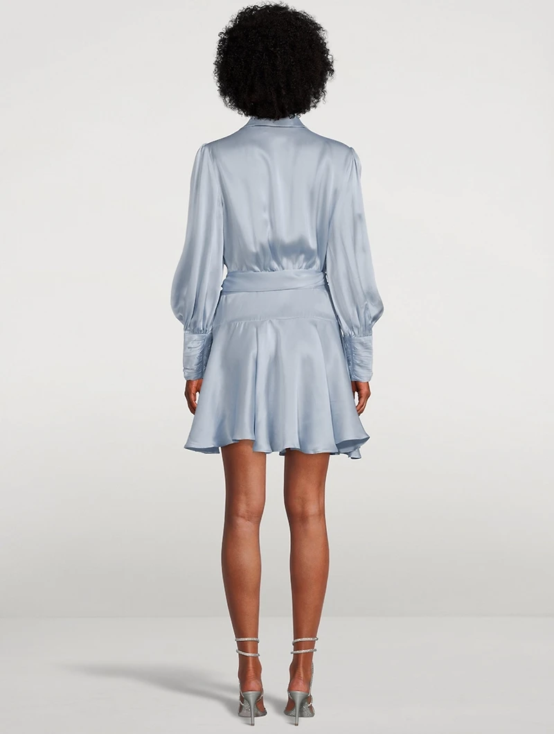 Silk Wrap Mini Dress