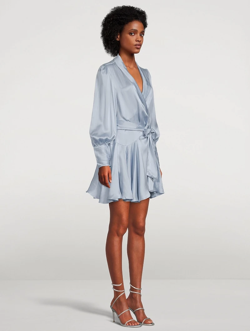 Silk Wrap Mini Dress