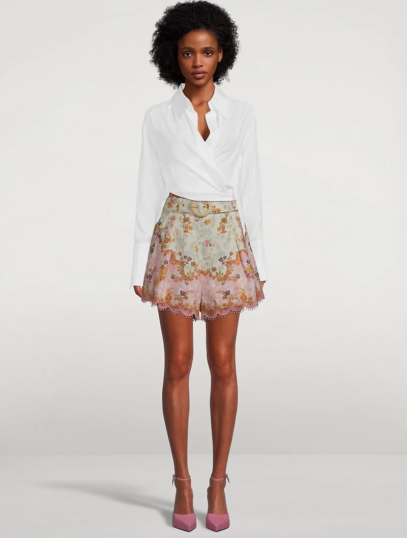 Laurel Belted Shorts Floral Print