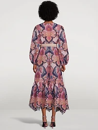 Laurel Embroidered Midi Dress Floral Print