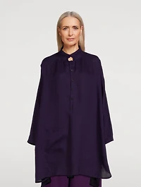 Linen Long Sloped-Shoulder Shirt