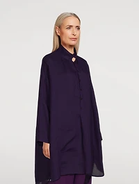 Linen Long Sloped-Shoulder Shirt